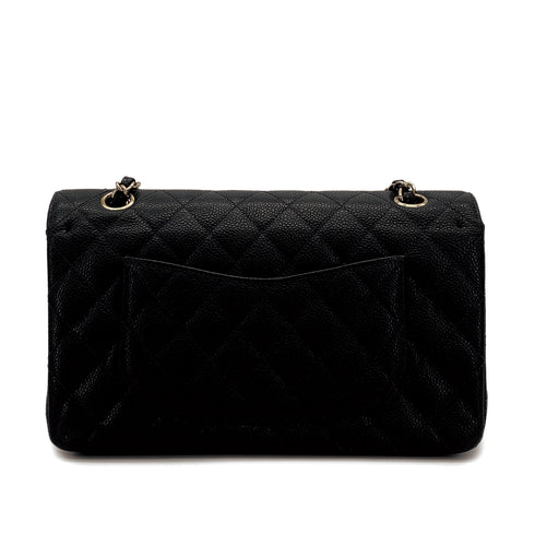 VINTAGE CHANEL CLASSIC FLAP MEDIUM CHAIN SHOULDER BAG BLACK CAVIAR SKIN GOLD HARDWARE 90311054