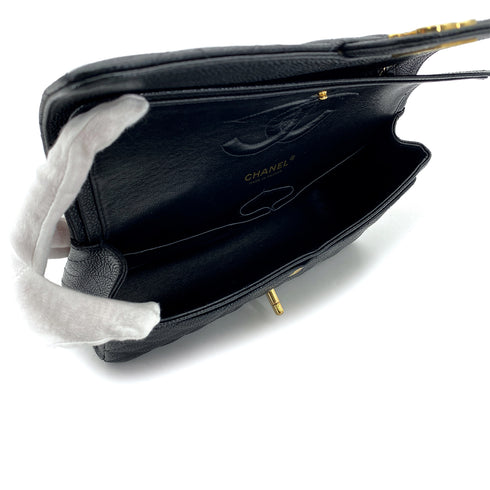 VINTAGE CHANEL CLASSIC FLAP MEDIUM CHAIN SHOULDER BAG BLACK CAVIAR SKIN GOLD HARDWARE 90311054
