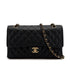 VINTAGE CHANEL CLASSIC FLAP MEDIUM CHAIN SHOULDER BAG BLACK CAVIAR SKIN GOLD HARDWARE 90311261
