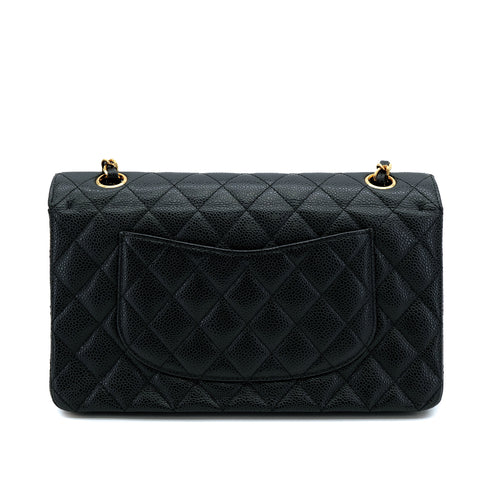 VINTAGE CHANEL CLASSIC FLAP MEDIUM CHAIN SHOULDER BAG BLACK CAVIAR SKIN GOLD HARDWARE 90311261