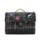 CHANEL AIRLINE HAND CHAIN SHOULDER BAG BLACK TWEED CAVIAR SKIN SILVER HARDWARE 90311263