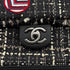 CHANEL AIRLINE HAND CHAIN SHOULDER BAG BLACK TWEED CAVIAR SKIN SILVER HARDWARE 90311263