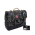 CHANEL AIRLINE HAND CHAIN SHOULDER BAG BLACK TWEED CAVIAR SKIN SILVER HARDWARE 90311263