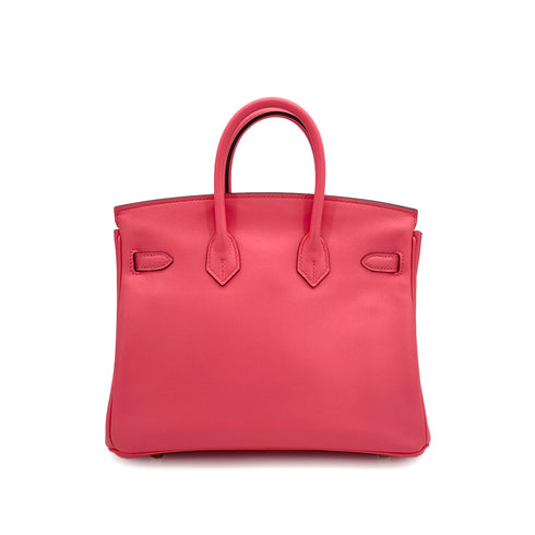 HERMES BIRKIN 25 ROSE AZALEE SWIFT HAND BAG D GOLD HARDWARE 90311292 - PURPOSE