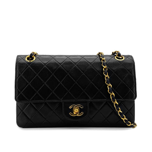 VINTAGE CHANEL MATELASSE CHAIN SHOULDER BAG BLACK LAMB SKIN GOLD HARDWARE 90312672