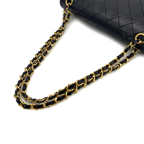 VINTAGE CHANEL MATELASSE CHAIN SHOULDER BAG BLACK LAMB SKIN GOLD HARDWARE 90312672