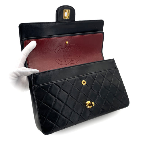 VINTAGE CHANEL MATELASSE CHAIN SHOULDER BAG BLACK LAMB SKIN GOLD HARDWARE 90312672