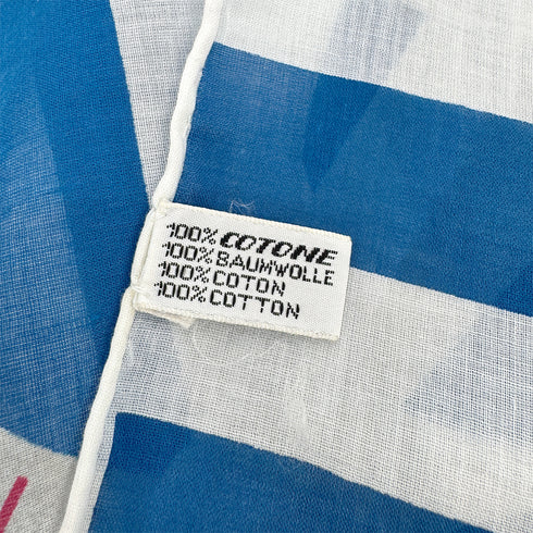 VINTAGE CHANEL SCARF RIBBON LOGO BLUE WHITE COTTON 90312710