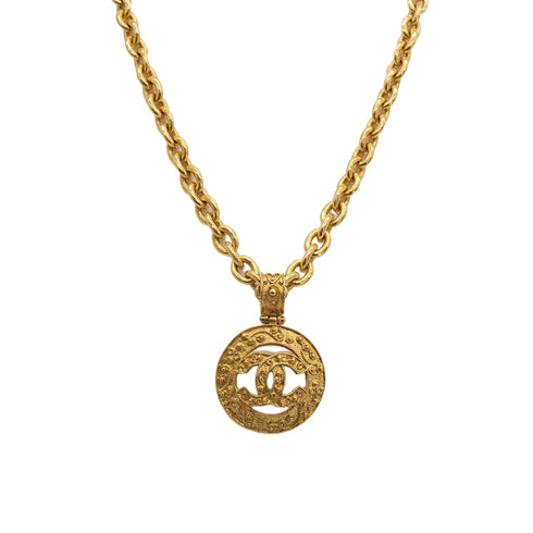 VINTAGE CHANEL NECKLACE COCOMARK GOLD ACCESSORY 94A 90313285
