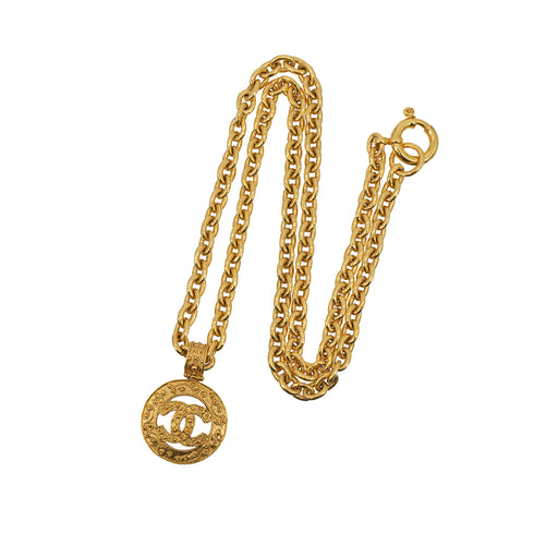 VINTAGE CHANEL NECKLACE COCOMARK GOLD ACCESSORY 94A 90313285