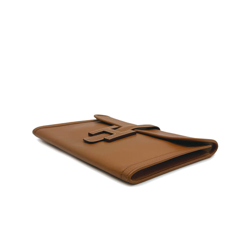HERMES JIGE PM CLUTCH BAG GOLD COURCHEVEL 1988 CIRCLE R 90313407