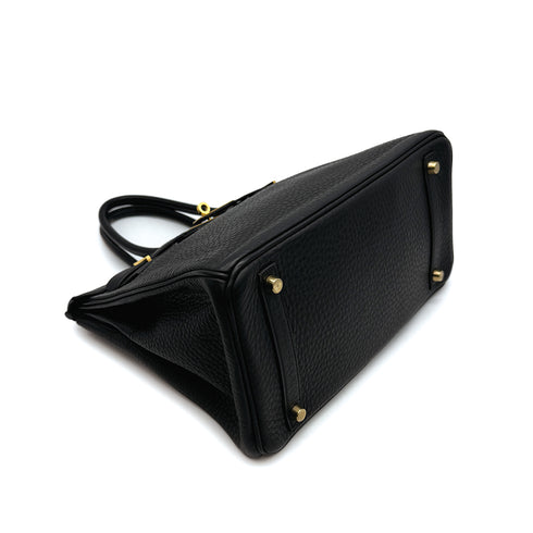HERMES BIRKIN 30 BLACK TAURILLON CLEMENCE HAND BAG 2004 SQUARE H GOLD HARDWARE 90313531