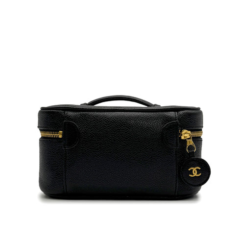 VINTAGE CHANEL VANITY HAND BAG BLACK CAVIAR SKIN 90313533