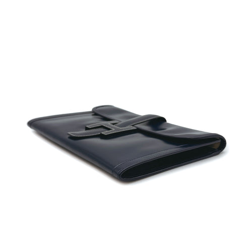 HERMES JIGE PM CLUTCH BAG BLUE INDGO BOX CALF 1991 CIRCLE U 90313542