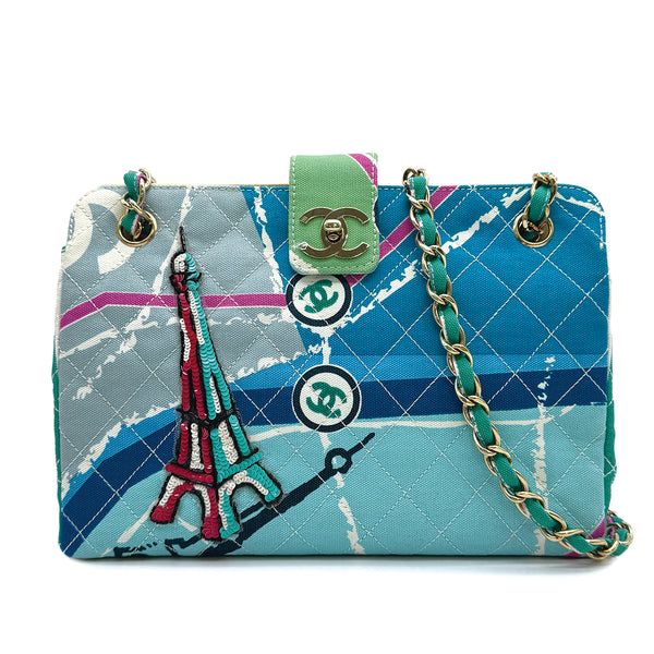 CHANEL_VINTAGE_MATELASSE_CRUISE_LINE_EIFFEL_TOWER_CHAIN_SHOULDER_BAG_BLUE_CANVAS_GOLD_HARDWARE_90313665_JAPAN