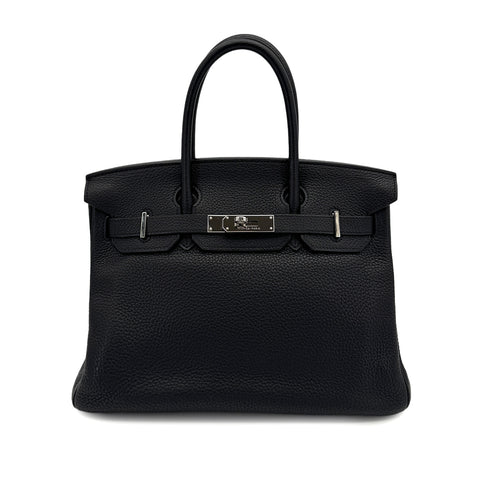HERMES BIRKIN 30 BLACK TAURILLON CLEMENCE HAND BAG 2009 SQUARE M PALLADIUM HARDWARE 90313847