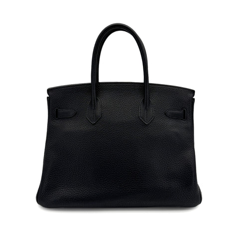 HERMES BIRKIN 30 BLACK TAURILLON CLEMENCE HAND BAG 2009 SQUARE M PALLADIUM HARDWARE 90313847