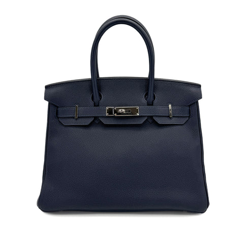 HERMES BIRKIN 30 BLUE NUIT TOGO HAND BAG 2016 X PALLADIUM HARDWARE 90313867