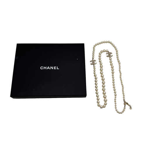 CHANEL NECKLACE FAUX PEARL COCOMARK RHINESTONE ACCESSORY F16V 90313871