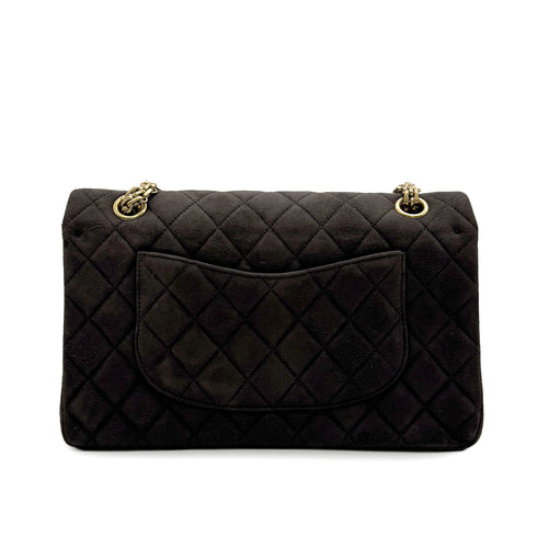 VINTAGE CHANEL 2.55 CHAIN SHOULDER BAG GRAY SUEDE GOLD HARDWARE 90314326