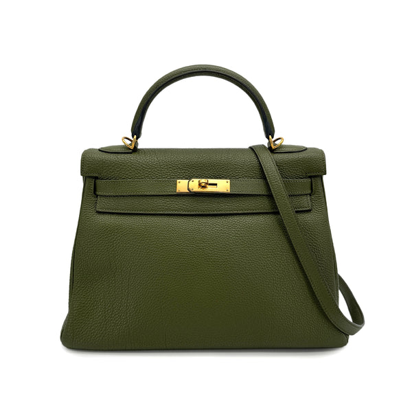 HERMES KELLY 32 RETOURNE CANOPPE TOGO HAND SHOULDER BAG 2013 SQUARE Q GOLD HARDWARE 90314374