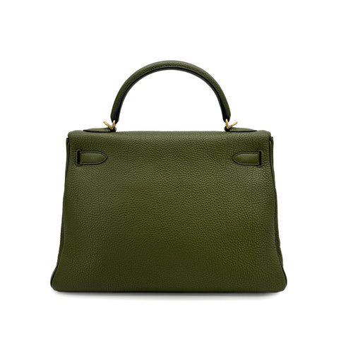 HERMES KELLY 32 RETOURNE CANOPPE TOGO HAND SHOULDER BAG 2013 SQUARE Q GOLD HARDWARE 90314374