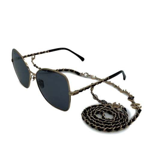 CHANEL SUNGLASSES COCOMARK LOGO CHAIN STRAP GOLD EYEWEAR 90314381