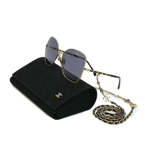 CHANEL SUNGLASSES COCOMARK LOGO CHAIN STRAP GOLD EYEWEAR 90314381