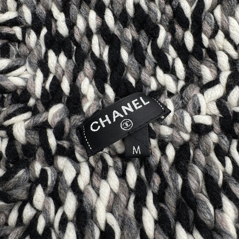 CHANEL KNIT HAT COCOMARK BLACK WHITE M RTW 90314405