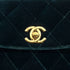 VINTAGE CHANEL MINI MATELASSE VELVET WAIST POUCH CHAIN SHOULDER BAG GREEN VELOR GOLD HARDWARE 90314406