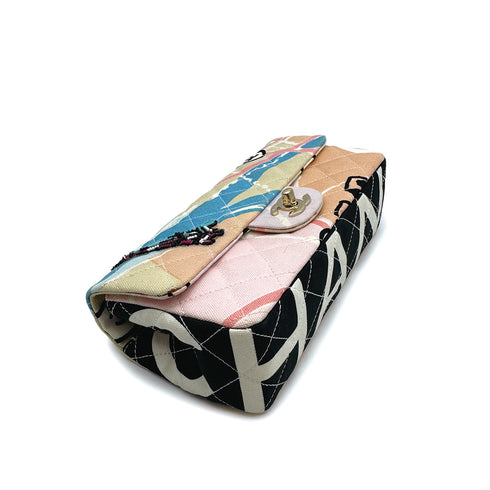 CHANEL VINTAGE MATELASSE EIFFEL TOWER CHAIN SHOULDER BAG MULTICOLOR CANVAS 90314411