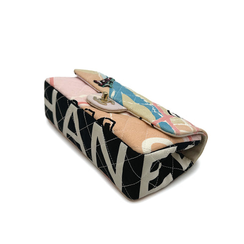 CHANEL VINTAGE MATELASSE EIFFEL TOWER CHAIN SHOULDER BAG MULTICOLOR CANVAS 90314411