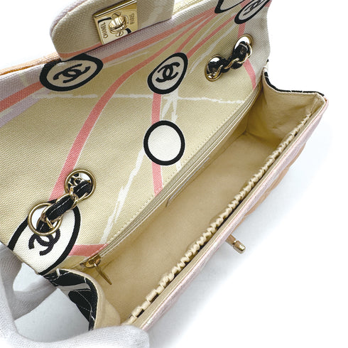 CHANEL VINTAGE MATELASSE EIFFEL TOWER CHAIN SHOULDER BAG MULTICOLOR CANVAS 90314411