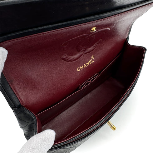 VINTAGE CHANEL CLASSIC FLAP MEDIUM CHAIN SHOULDER BAG BLACK LAMB SKIN GOLD HARDWARE 90314749