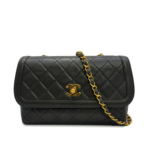 VINTAGE CHANEL MATELASSE CHAIN SHOULDER BAG DARK GREEN LAMB SKIN GOLD HARDWARE 90315623