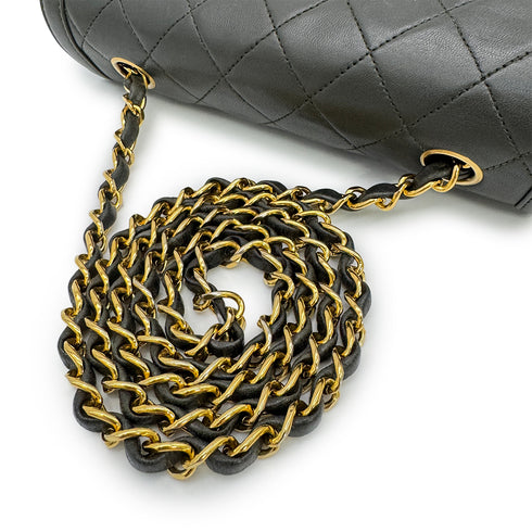 VINTAGE CHANEL MATELASSE CHAIN SHOULDER BAG DARK GREEN LAMB SKIN GOLD HARDWARE 90315623