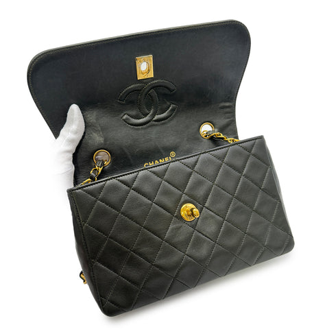 VINTAGE CHANEL MATELASSE CHAIN SHOULDER BAG DARK GREEN LAMB SKIN GOLD HARDWARE 90315623