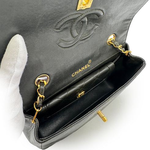 VINTAGE CHANEL MATELASSE CHAIN SHOULDER BAG DARK GREEN LAMB SKIN GOLD HARDWARE 90315623