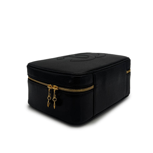 VINTAGE CHANEL BIG COCO VANITY HAND SHOULDER BAG BLACK CAVIAR SKIN GOLD HARDWARE 90315875