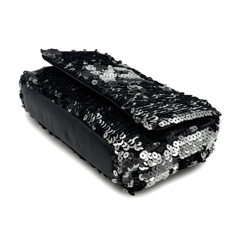 VINTAGE CHANEL COCOMARK CHAIN SHOULDER BAG BLACK SILVER SEQUINS 90316163