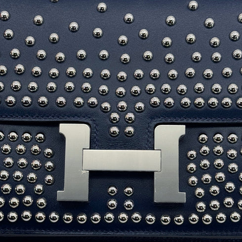 HERMES CONSTANCE 3 MINI 18 MIROIR CLOUTE BLUE ABYSSE BOXCALF 2025 K STAMP PALLADIUM HARDWARE 90316884