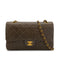 VINTAGE CHANEL CLASSIC FLAP MEDIUM CHAIN SHOULDER BAG KHAKI LAMB SKIN GOLD HARDWARE 90317177