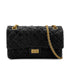 CHANEL 2.55 CHAIN SHOULDER BAG BLACK LEATHER GOLD HARDWARE 90317289