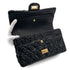 CHANEL 2.55 CHAIN SHOULDER BAG BLACK LEATHER GOLD HARDWARE 90317289