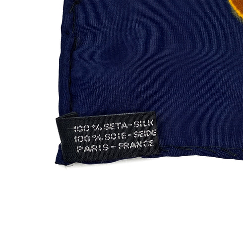 VINTAGE CHANEL SCARF COCOMARK CHAIN MOTIF NAVY SILK 90317621