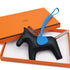 HERMES BAG CHARM RODEO MM BLACK GOLD BLEU ZANZIBAR AGNEAU MILO 2020 Y STAMP 90317783