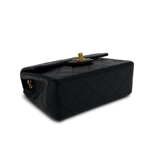 VINTAGE CHANEL MINI SQUARE 17 CHAIN SHOULDER BAG BLACK LAMB SKIN GOLD HARDWARE 90317863