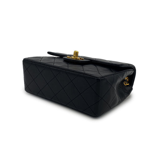 VINTAGE CHANEL MINI SQUARE 17 CHAIN SHOULDER BAG BLACK LAMB SKIN GOLD HARDWARE 90317863