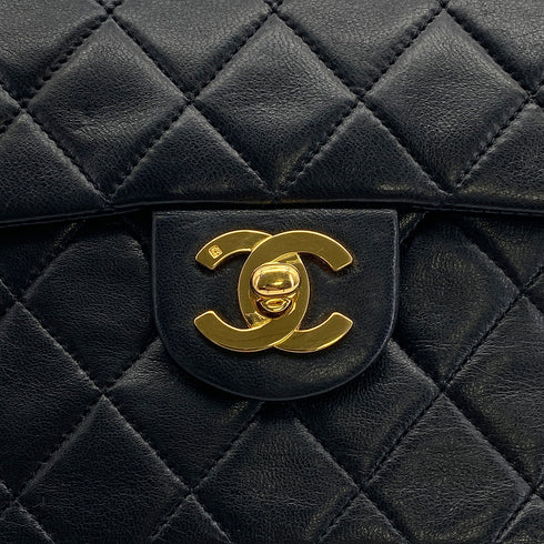 VINTAGE CHANEL MINI SQUARE 17 CHAIN SHOULDER BAG BLACK LAMB SKIN GOLD HARDWARE 90317863