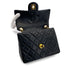 VINTAGE CHANEL MINI SQUARE 17 CHAIN SHOULDER BAG BLACK LAMB SKIN GOLD HARDWARE 90317863